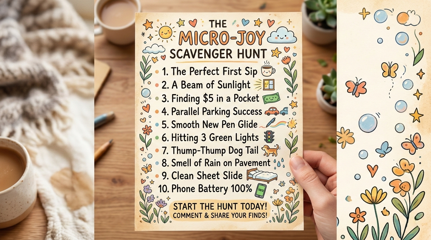 The Micro-Joy Scavenger Hunt: 10 Tiny Things Saving My Mood Today
