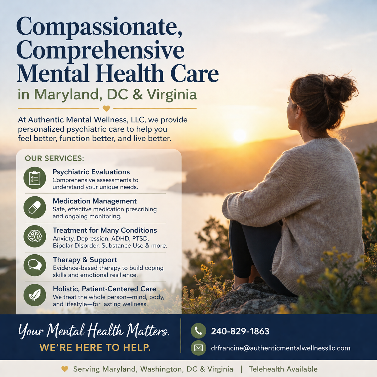 Comprehensive Mental Health Services in Maryland, DC & Virginia | Authentic Mental Wellness, LLC